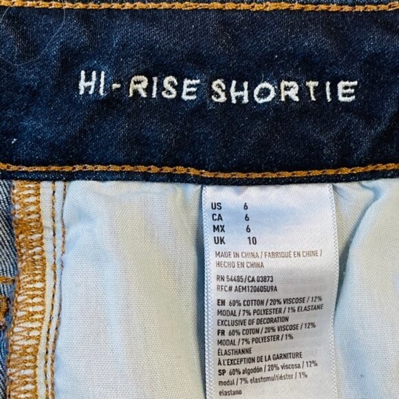 AMERICAN EAGLE Hi-Rise Shortie Super Stretch Rolled Hem Jean Shorts - Size 6 - Picture 6 of 6